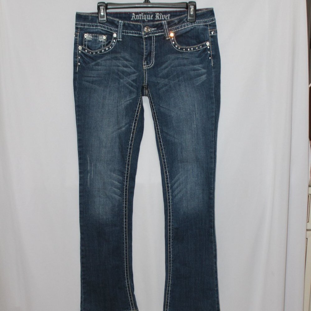 Antique Rivet Designer Jeans - Picture 2 of 14